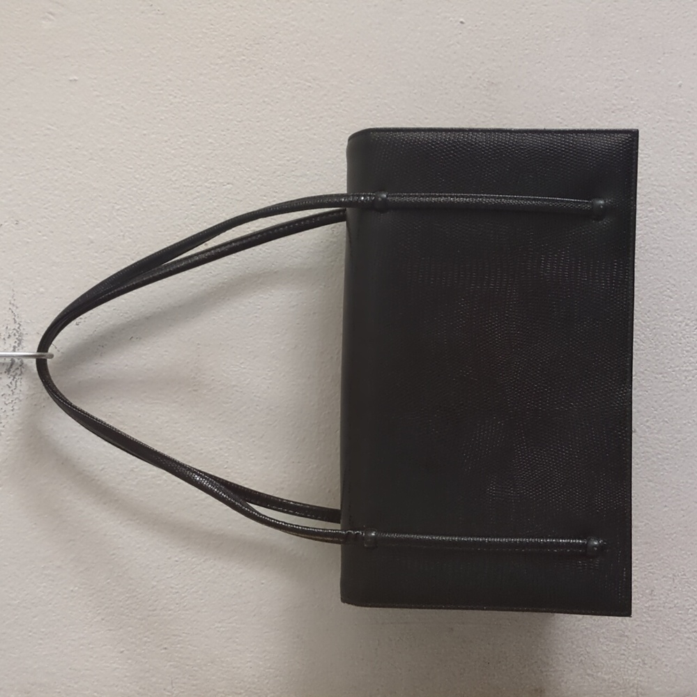 Vintage Peck & Peck Lizard Leather Black Handbag Yellow Asking Only $30 WOW - Picture 10 of 10